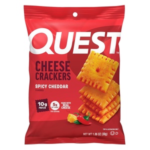 image:imageQuest Cheesy Protein Crackers Variety Pack Zesty Ranch Cheddar Blast Spicy Cheddar High Protein Low Carb 12 Count 4 each flavorSpicy Cheddar