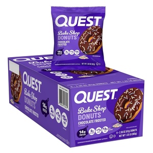 image:imageQuest Nutrition Bake Shop Chocolate Frosted Donuts 14g Protein Less than 1g Sugar Protein Snack Low Sugar 9 Count9 count