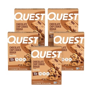 image:imageQuest Nutrition Chocolate Chip Cookie Dough  High Protein Low Carb Gluten Free Keto Friendly 212 Oz 20 Count 4 Packs of 5