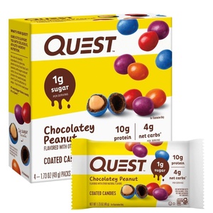 image:imageQuest Nutrition Coated Candies Peanut Butter 1g Sugar 10g Protein 4g Net Carbs Gluten Free Keto Friendly 12 CountChocolatey Peanut