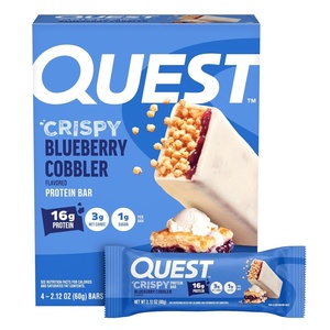 image:imageQuest Nutrition Crispy Protein Bar Fruity Cereal Flavor 18g Protein 1g Sugar 2g Net Carbs Low Sugar 12 CountBlueberry Cobbler