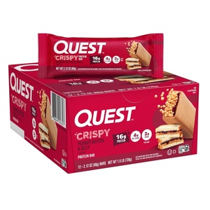 image:imageQuest Nutrition Crispy Protein Bar Fruity Cereal Flavor 18g Protein 1g Sugar 2g Net Carbs Low Sugar 12 CountPeanut Butter  Jelly