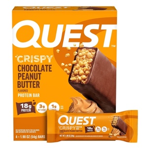 image:imageQuest Nutrition Crispy Protein Bar Fruity Cereal Flavor 18g Protein 1g Sugar 2g Net Carbs Low Sugar 12 CountPeanut Butter