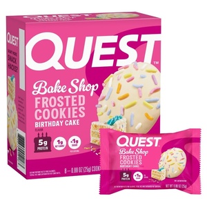 image:imageQuest Nutrition Frosted Protein Cookies Twin Pack Peanut Butter Flavored 1g Sugar 11g Protein 2g Net Carbs Gluten Free 16 CookiesBirthday Cake