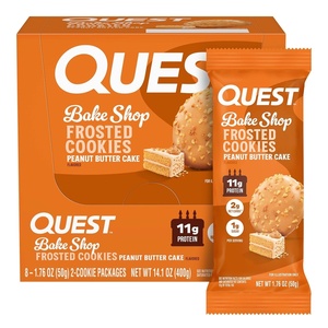 image:imageQuest Nutrition Frosted Protein Cookies Twin Pack Peanut Butter Flavored 1g Sugar 11g Protein 2g Net Carbs Gluten Free 16 CookiesPeanut Butter