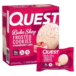 image:imageQuest Nutrition Frosted Protein Cookies Twin Pack Peanut Butter Flavored 1g Sugar 11g Protein 2g Net Carbs Gluten Free 16 CookiesStrawberry Cake