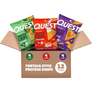 image:imageQuest Nutrition Game Day Tortilla Style Protein Chips Variety Pack Buffalo Ranch Salsa Verde Loaded Taco 4 of Each 11 oz Pack of 12Buffalo Ranch  Salsa Verde  Loaded Taco