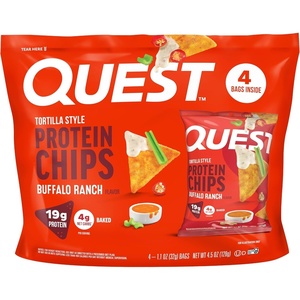 image:imageQuest Nutrition Game Day Tortilla Style Protein Chips Variety Pack Buffalo Ranch Salsa Verde Loaded Taco 4 of Each 11 oz Pack of 12Buffalo Ranch