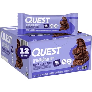image:imageQuest Nutrition Overload Protein Bars Sundae Funday 20g Protein 1g Sugar 4g Net Carbs Gluten Free 12 CountChocolate Explosion