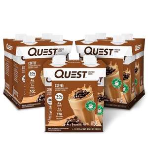 image:imageQuest Nutrition Ready to Drink Salted Caramel Protein Shake 30g Protein 3g Net Carbs Gluten Free Keto Friendly 11 floz 4 CountPack of 3Coffee