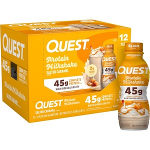 image:imageQuest Nutrition Salted Caramel Flavored High Protein Shake 45g Protein 2g Sugar 2g Net Carbs Ready to Drink Gluten Free 12 CountSalted Caramel