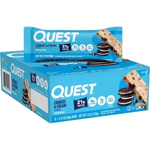 image:imageQuest Nutrition Ultimate Variety Pack Protein Bars High Protein Low Carb Gluten Free Keto Friendly 12 CountCookies  Cream