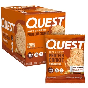 image:imageQuest Soft amp Chewy Protein Cookie  15g Protein  Double Chocolate Chip 12 CookiesPeanut Butter