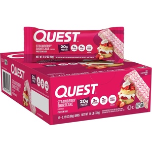 image:imageQuest Nutrition Ultimate Variety Pack Protein Bars High Protein Low Carb Gluten Free Keto Friendly 12 CountStrawberry Shortcake
