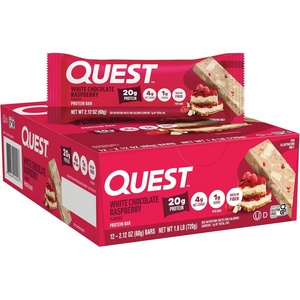 image:imageQuest Nutrition Ultimate Variety Pack Protein Bars High Protein Low Carb Gluten Free Keto Friendly 12 CountWhite Chocolate Raspberry